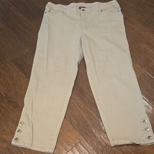 Multiples Light Tan Jeans With Embroidered Pockets